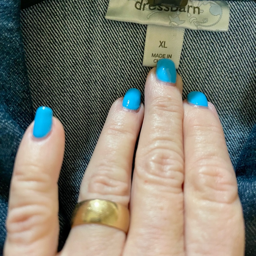 Dressbarn Dark Wash Blue Jean Jacket with Stretch Size XL - Picture 8 of 9